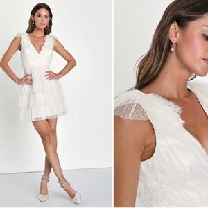 LULUS Sexy Ruffles Bridal Bachelorette Engagement Bridal Shower Honeymoon Mini